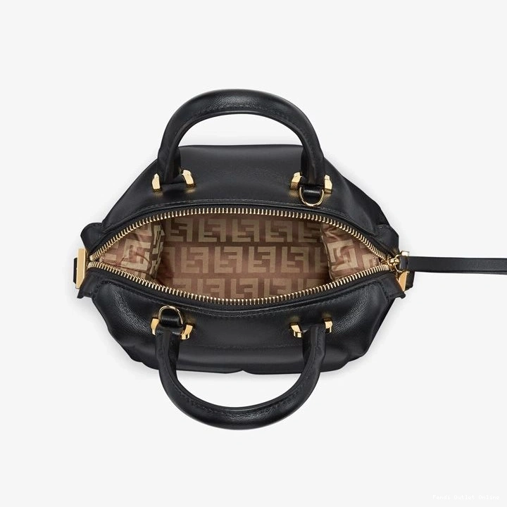 Affordable Bag Fendi FF In Black Mini Leather Cube Nappa 0724